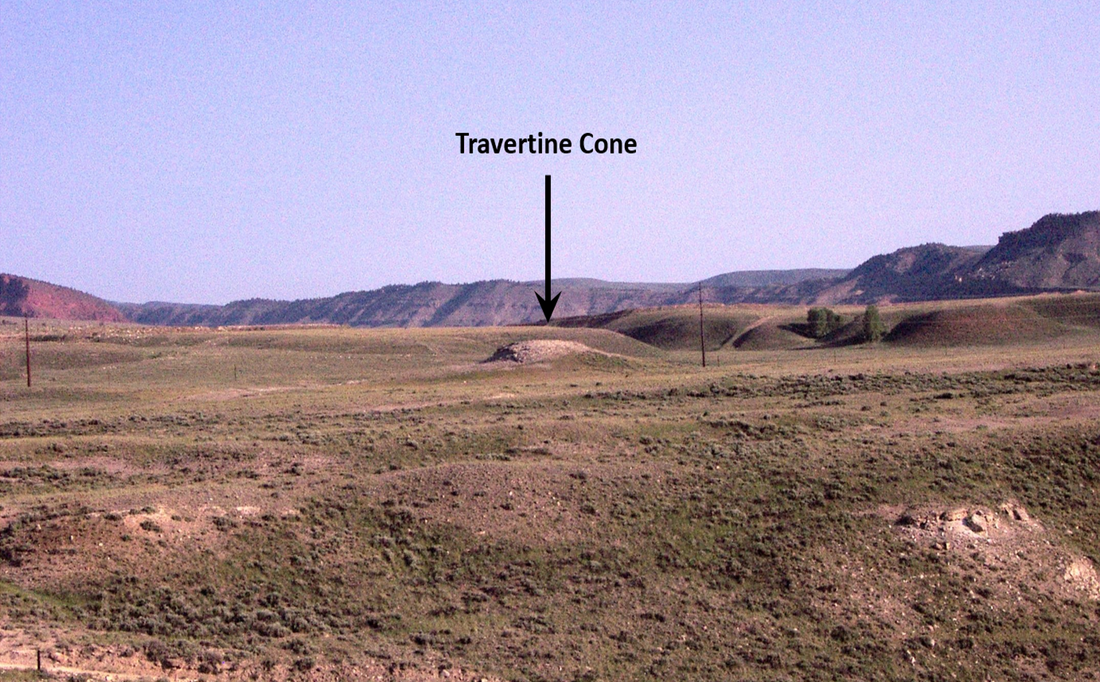 Picture small travertine cone, Cody Hydrothermal System, Park County, Wyoming