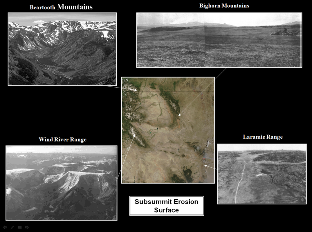 Pictures subsummit erosion surfaces, Wyoming and Montana 