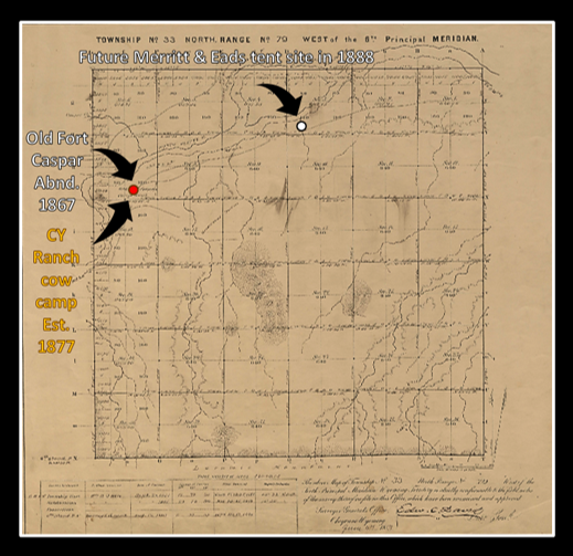 1882 plat of Township 33 North, Range 79 West, future site of Casper, Wyoming