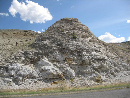 Picture large travertine cone, Cody Hydrothermal System, Park County, Wyoming