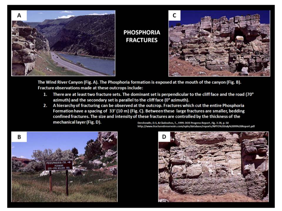 Pictures of fractures in Permian Phosphoria Formation, Wind River Canyon, Hot Springs County, Wyoming
