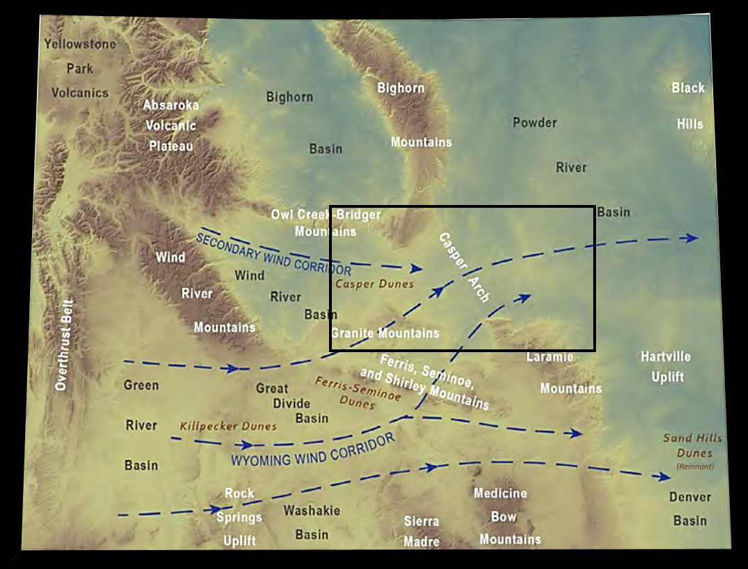 Map of Wyoming wind corridors